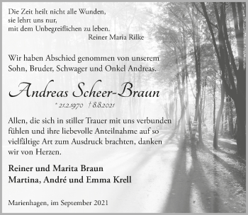 Anzeige von Andreas Scheer-Braun von  Anzeigen Echo 