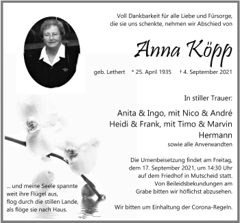 Anzeige von Anna Köpp von  Blickpunkt Euskirchen 