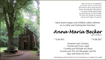 Anzeige von Anna-Maria Becker von  Schlossbote/Werbekurier 