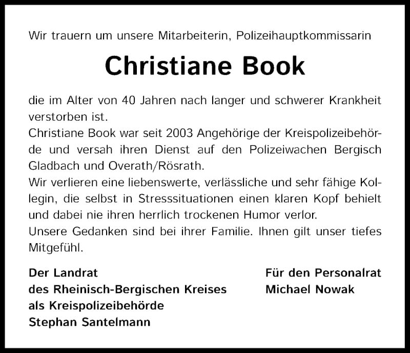  Traueranzeige für Christiane Book vom 25.09.2021 aus Kölner Stadt-Anzeiger / Kölnische Rundschau / Express