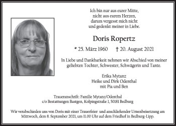 Anzeige von Doris Ropertz von  Werbepost 