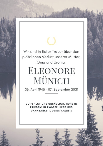 Anzeige von Eleonore Münich von  Wochenende 