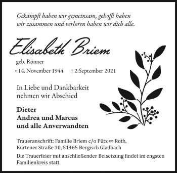 Anzeige von Elisabeth Briem von  Lokale Informationen 