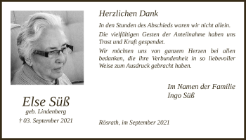 Anzeige von Else Süß von  Bergisches Handelsblatt 