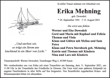 Anzeige von Erika Mehning von  Werbepost 