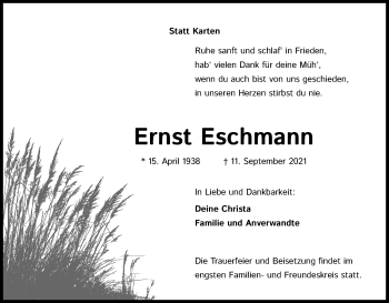 Anzeige von Ernst Eschmann von Kölner Stadt-Anzeiger / Kölnische Rundschau / Express
