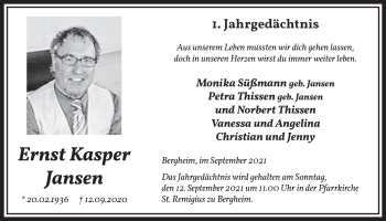 Anzeige von Ernst Jansen von  Werbepost 
