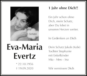 Anzeige von Eva-Maria Evertz von  Blickpunkt Euskirchen 
