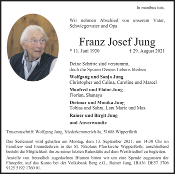 Anzeige von Franz Josef Jung von Kölner Stadt-Anzeiger / Kölnische Rundschau / Express