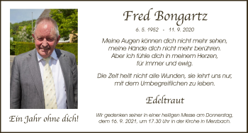 Anzeige von Fred Bongartz von  Schaufenster/Blickpunkt 