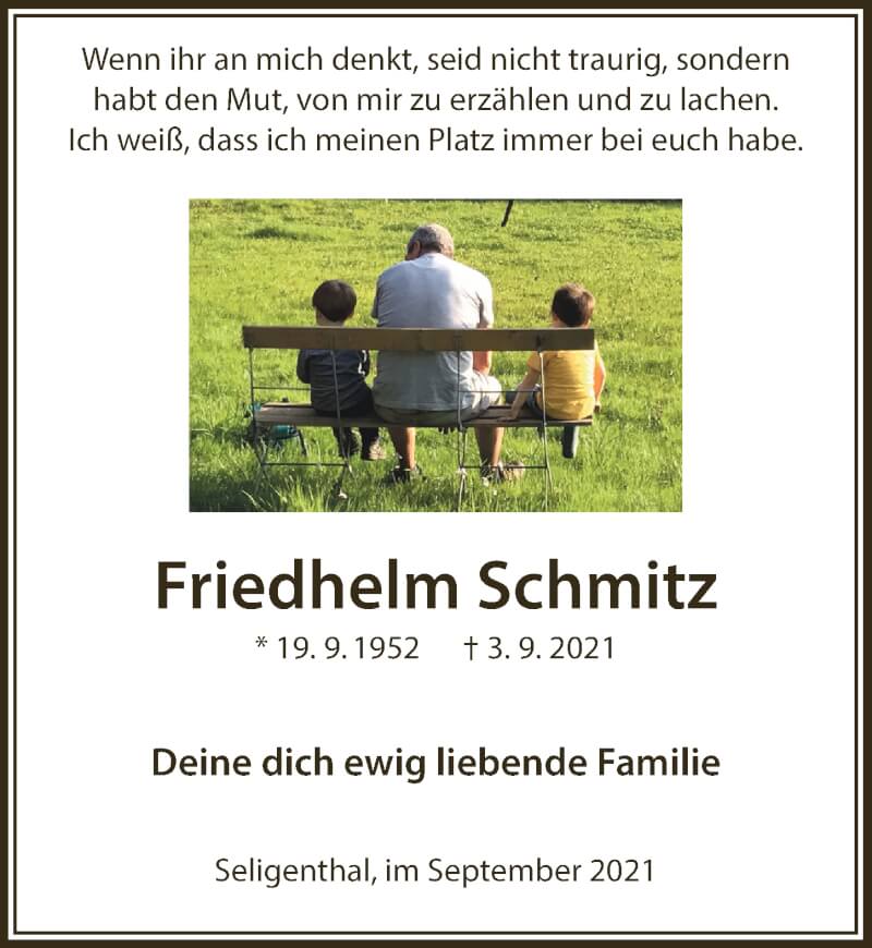  Traueranzeige für Friedhelm Schmitz vom 17.09.2021 aus  Extra Blatt 