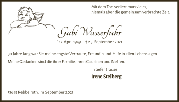 Anzeige von Gabi Wasserfuhr von  Anzeigen Echo 