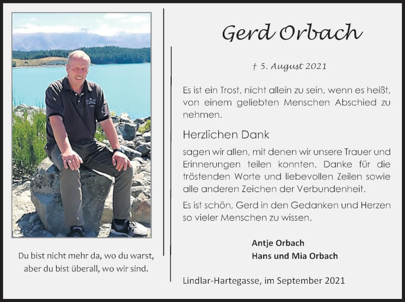  Traueranzeige für Gerd Orbach vom 18.09.2021 aus Kölner Stadt-Anzeiger / Kölnische Rundschau / Express