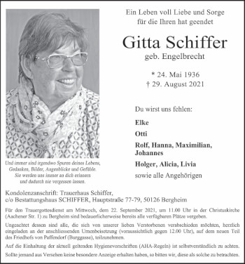 Anzeige von Gitta Schiffer von  Werbepost 