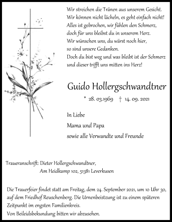 Anzeige von GuidoGuido Hollergschwandtner von Kölner Stadt-Anzeiger / Kölnische Rundschau / Express