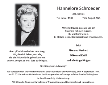 Anzeige von Hannelore Schroeder von  Werbepost 