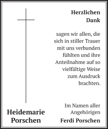 Anzeige von Heidemarie Porschen von  Werbepost 