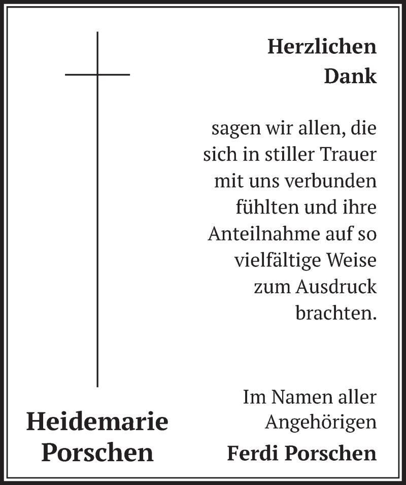  Traueranzeige für Heidemarie Porschen vom 03.09.2021 aus  Werbepost 