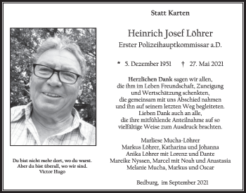 Anzeige von Heinrich Josef Löhrer von  Werbepost 