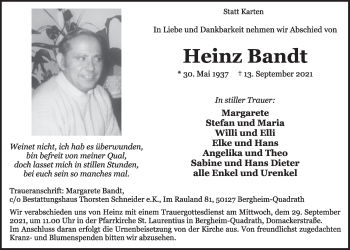 Anzeige von Heinz Bandt von  Werbepost 