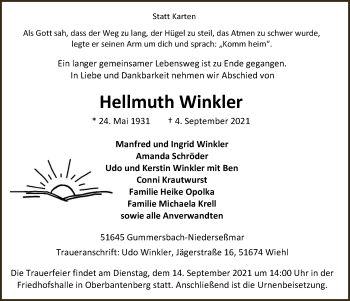 Anzeige von Hellmuth Winkler von  Anzeigen Echo 