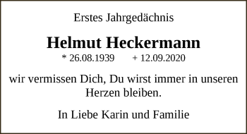 Anzeige von Helmut Heckermann von  Schlossbote/Werbekurier 