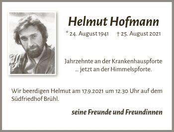Anzeige von Helmut Hofmann von  Schlossbote/Werbekurier 