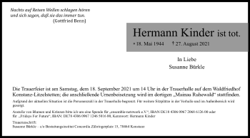 Anzeige von Hermann Kinder von Kölner Stadt-Anzeiger / Kölnische Rundschau / Express