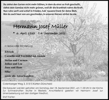 Anzeige von Hermann Josef Müller von Kölner Stadt-Anzeiger / Kölnische Rundschau / Express