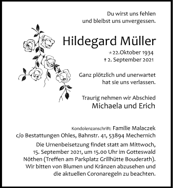 Anzeige von Hildegard Müller von  Blickpunkt Euskirchen 