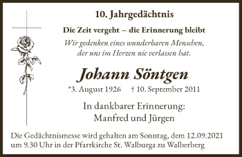 Anzeige von Johann Söntgen von  Schlossbote/Werbekurier 