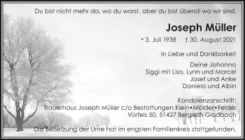 Anzeige von Joseph Müller von  Bergisches Handelsblatt 