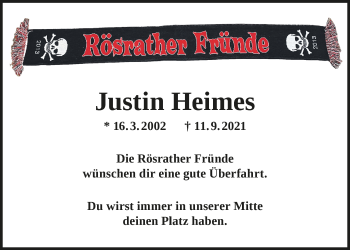 Anzeige von Justin Heimes von  Bergisches Handelsblatt 