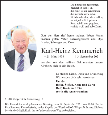 Anzeige von Karl-Heinz Kemmerich von Kölner Stadt-Anzeiger / Kölnische Rundschau / Express