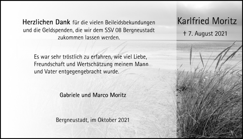  Traueranzeige für Karlfried Moritz vom 01.10.2021 aus  Anzeigen Echo 
