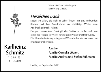 Anzeige von Karlheinz Schmitz von  Anzeigen Echo 