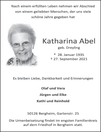 Anzeige von Katharina Abel von  Werbepost 