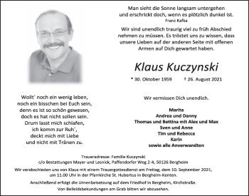 Anzeige von Klaus Kuczynski von  Werbepost 