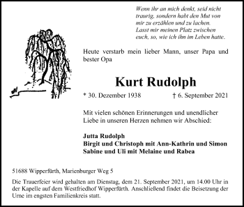 Anzeige von Kurt Rudolph von Kölner Stadt-Anzeiger / Kölnische Rundschau / Express