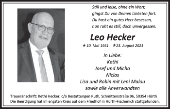Anzeige von Leo Hecker von  Wochenende 