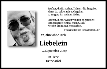 Anzeige von Liebelein  von Kölner Stadt-Anzeiger / Kölnische Rundschau / Express