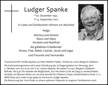 Anzeige von Ludger Spanke von  Bergisches Handelsblatt 