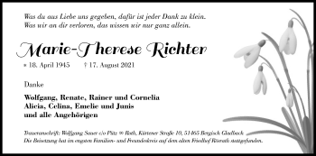 Anzeige von Marie-Therese Richter von Kölner Stadt-Anzeiger / Kölnische Rundschau / Express