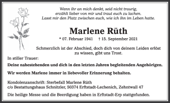 Anzeige von Marlene Rüth von  Werbepost 