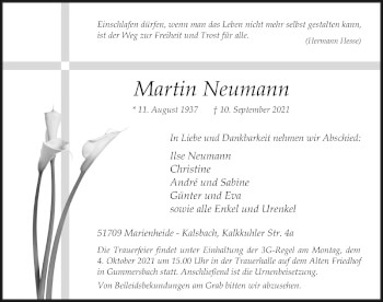 Anzeige von Martin Neumann von  Anzeigen Echo 