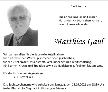 Anzeige von Matthias Gaul von  Blickpunkt Euskirchen 