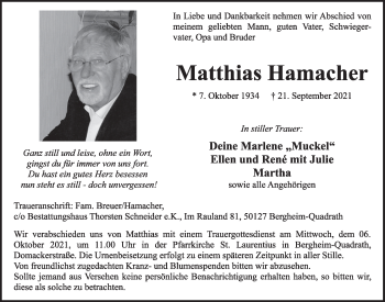 Anzeige von Matthias Hamacher von  Werbepost 