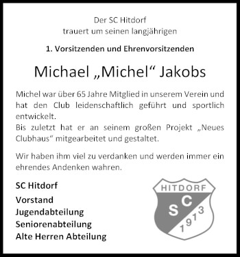 Anzeige von Michael Jakobs von Kölner Stadt-Anzeiger / Kölnische Rundschau / Express