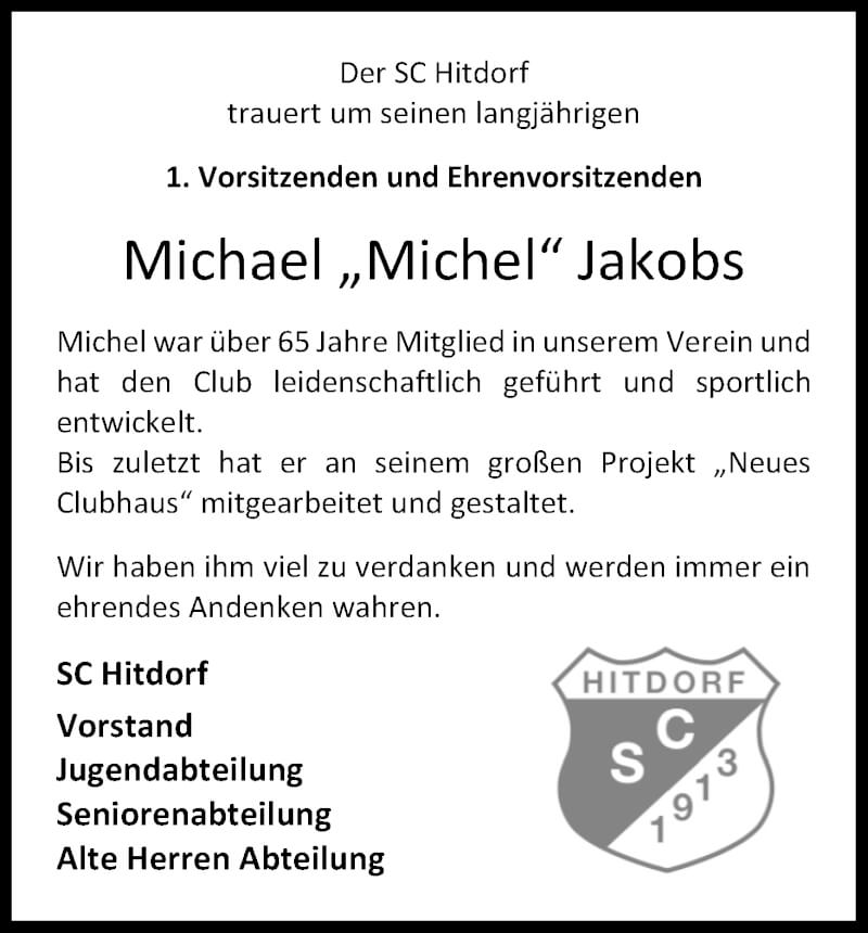  Traueranzeige für Michael Jakobs vom 18.09.2021 aus Kölner Stadt-Anzeiger / Kölnische Rundschau / Express