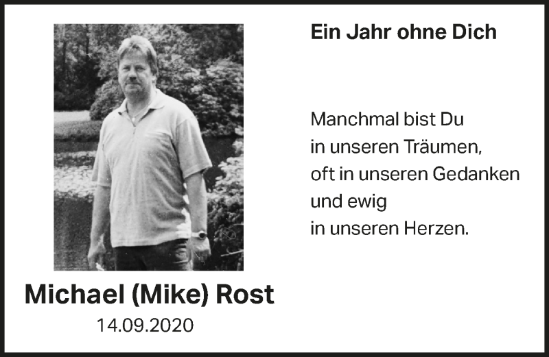  Traueranzeige für Michael Rost vom 10.09.2021 aus  Werbepost 